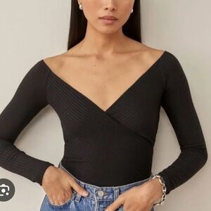 Reformation Minnie Knit Top XL Black